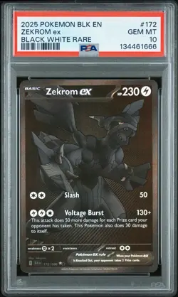 2025 POKEMON BLK EN-BLACK BOLT BLACK WHITE RARE #172 ZEKROM EX PSA 10. Cert -666 - Image 1