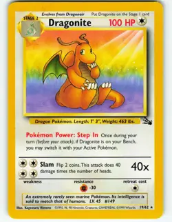 Dragonite - 19/62 Fossil Set - WOTC Unlimited - Pokemon TCG - 1999 - Image 1
