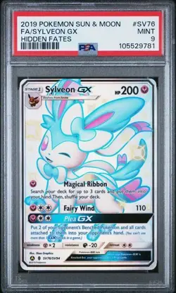 Sylveon GX Shiny Holo Rare PSA 9 - Pokemon Sun & Moon Hidden Fates #SV76/SV94 - Image 1