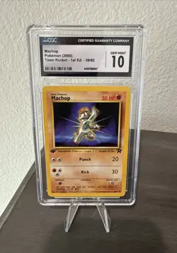 Pokemon Machop Team Rocket 1st Edition #59 CGC 10 Gem Mint - Image 1