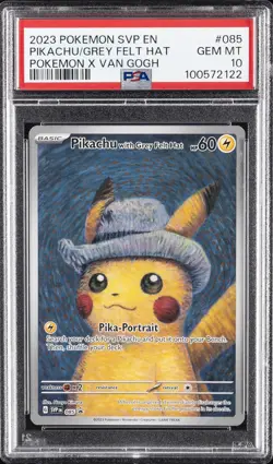 2023 POKEMON SVP EN-SV BLACK STAR PROMO #085 PIKACHU WITH GREY FELT HAT PSA 10 - Image 1