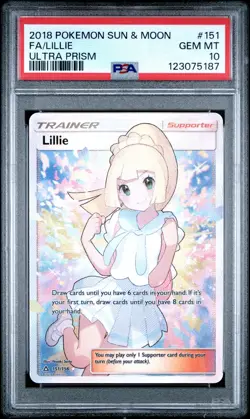 2018 POKEMON SUN & MOON ULTRA PRISM FULL ART LILLIE TRAINER HOLO #151 PSA 10 - Image 1