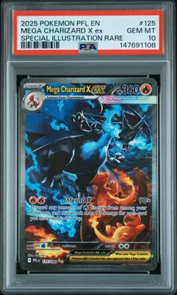 2025 POKEMON PFL EN-PHANTASMAL FLAMES #125 MEGA CHARIZARD X EX PSA 10 - Image 1