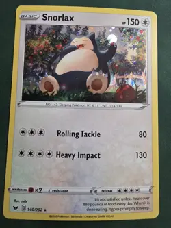 2020 POKEMON TCG SNORLAX 140 SWORD & SHIELD EXCLUSIVE COSMOS HOLO NM - Image 1