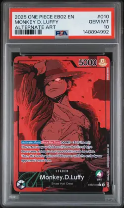 One Piece TCG Monkey.D.Luffy (010) (Alternate Art) EB02-010 English PSA 10 - Image 1