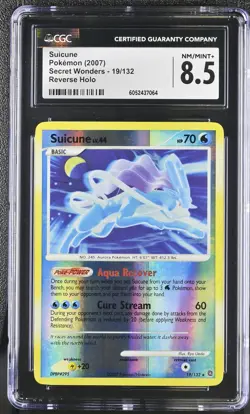 CGC 8.5 Suicune 2007 Secret Wonders 19/132 Reverse Holo Pokemon Card - Image 1