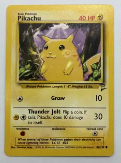 Pokemon TCG Base Set 2 Pikachu 87/130 LP Unplayed WOTC 1999 - Image 1