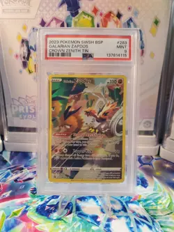 PSA 9 MINT Galarian Zapdos Crown Zenith Tin Promo 2023 Pokemon SWSH283 - Image 1