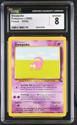 Slowpoke 55/62 Fossil 1999 Vintage Pokemon TCG - Graded CGC 8 - Image 1
