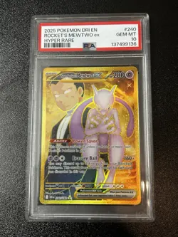 2025 POKEMON DRI EN-DESTINED RIVALS HYPER RARE TEAM ROCKET'S MEWTWO EX PSA 10 - Image 1