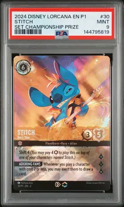 2024 DISNEY LORCANA EN P1-PROMO #30 STITCH - ROCK STAR PSA 9 - Image 1
