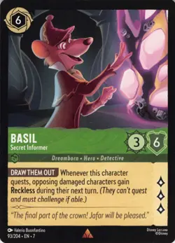 Basil Secret Informer Disney Lorcana Archazia's Island EN7 Regular 93/204 - Image 1