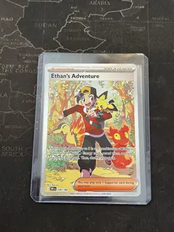 Pokemon TCG Destined Rivals Ethan's Adventure Full Art Trainer Card 236/182 SIR - Image 1