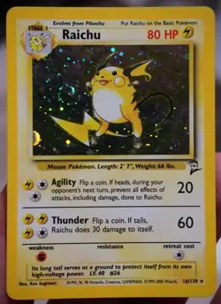 NM SWIRL Raichu Base Set 2 Holo Vintage Pokemon Card TCG WOTC UK 016/130 - Image 1