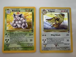 Nidoking and Pidgeot Base Set 2 Holo NM 11/130 and 14/130 Pokemon Cards - Image 1
