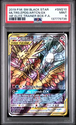 2019 POKEMON SM BLACK STAR PROMO FULL ART/MOLTRES & ZAPDOS & ARTICUNO GX PSA 9 - Image 1