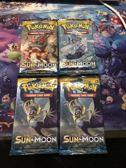 Lot of 4 2017 Pokemon TCG - Sun and Moon - Base Set Booster Packs Factory Sealed - Image 1