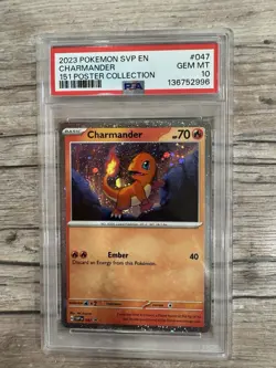 2023 POKEMON SVP EN-SV BLACK STAR PROMO 151 POSTER COLL #047 CHARMANDER PSA 10 - Image 1