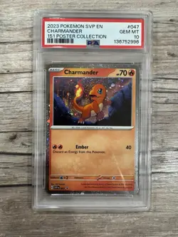 2023 POKEMON SVP EN-SV BLACK STAR PROMO 151 POSTER COLL #047 CHARMANDER PSA 10 - Image 2