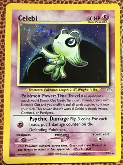 Pokemon Celebi 2001 Neo Revelation Holo 3/64 Swirl TCG Card - Image 1