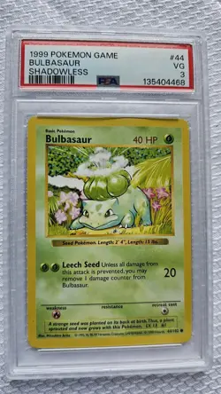 Pokemon 1999 Bulbasaur Base Set Shadowless #44/102 PSA 3 English TCG Card - Image 3