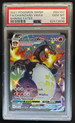 2021 Pokemon SWSH Charizard VMAX Shiny Vault Full Art #SV107/SV122 PSA 10 - Image 1