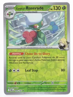 Pokemon Cynthia's Roserade Destined Rivals 008/182 Reverse Holo Rare - NM - Image 1