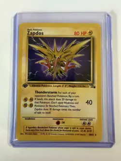 Pokemon TCG Zapdos Fossil Set 1st Edition 30/62 Rare Non-Holo #30 LP - Image 2