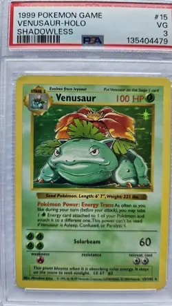 Pokemon Venusaur Base Set Shadowless #15/102 PSA 3 1999 English - Image 1