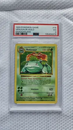 Pokemon Venusaur Base Set Shadowless #15/102 PSA 3 1999 English - Image 3