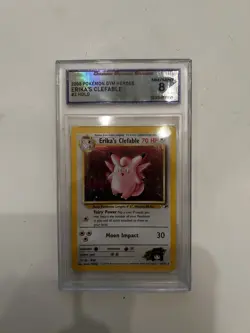 Pokemon TCG Erika's Clefable Gym Heroes Holo Rare graded 8 - Image 1