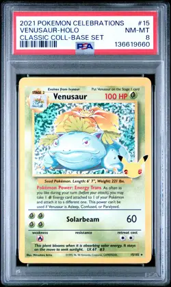 2021 POKEMON CELEBRATIONS CLASSIC COLL #15 VENUSAUR-HOLO PSA 8 - Image 1