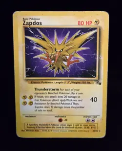 Pokemon TCG - ZAPDOS - 30/62 - RARE - UNLIMITED - FOSSIL (1999) - WOTC - HP - Image 1