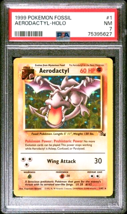 1999 Pokemon TCG Fossil Aerodactyl Holo #1 PSA 7 Near Mint - Image 1