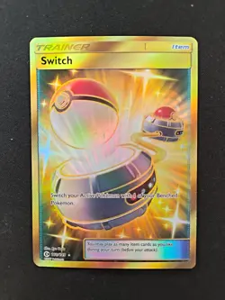 Pokemon Switch Secret Rare 160/149 SM Base Set Gold Trainer LP Full Art - Image 1