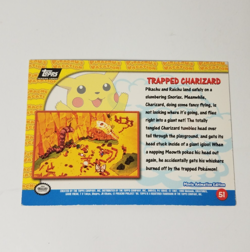 Topps 1998 Pikachu’s Vacation Trapped Charizard Foil Sandpaper Black Pokemon - Image 2