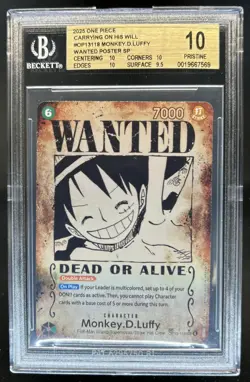 2025 One Piece Carrying On Will Monkey D Luffy Wanted Alt Art #OP13-118 BGS 10 - Image 1