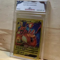 Pokemon Gold Foil Fan Art Card CHARIZARD V 522HP SRL07-03 Graded Gem Mint - Image 1