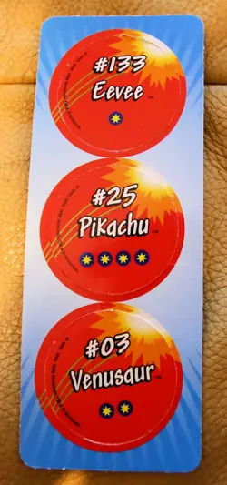 POKEMON 1998 STILL ON CARD COLLECTION OF THREE UNUSED POGS incl #25 PIKACHU - Image 2