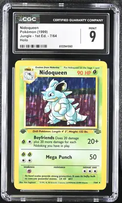 CGC 9 MINT Nidoqueen 1999 Jungle 1st Edition 7/64 Holo Pokemon Card - Image 1