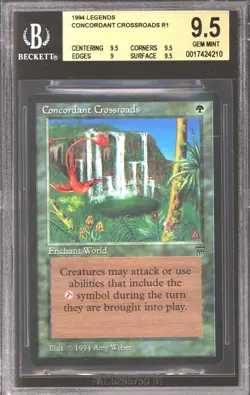 Magic MTG Legends Concordant Crossroads BGS 9.5 (9.5, 9.5, 9, 9.5) GEM MINT - Image 1