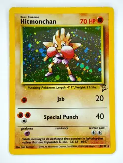 Pokemon TCG Hitmonchan Base Set 7/102 Holo Rare Card - LP MP - Excellent - Image 1