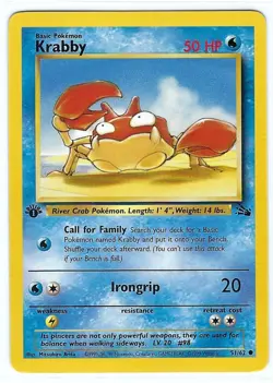 Krabby 51/62 - Fossil Set - 1ST EDITION - Vintage 1999 WOTC - Never Played - NM - Image 1