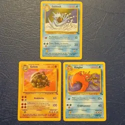 Pokemon TCG Golduck Golem Kingler 1999 (3) Card Lot Vintage Uncommons WOTC - Image 1