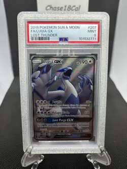 2018 Pokemon Sun & Moon Lost Thunder Lugia GX #207 Full Art Ultra Rare PSA 9 - Image 1