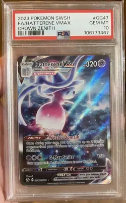 2023 POKEMON SWORD & SHIELD CROWN ZENITH #GG47 FULL ART/HATTERENE VMAX PSA 10 - Image 1