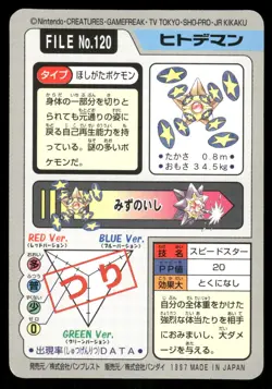 1997 MP Pokemon Staryu No. 120 Bandai Carddass Series 3-4 Japanese - Image 2