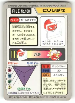 1997 HP Pokemon Voltorb No. 100 Bandai Carddass Series 3-4 Japanese - Image 2