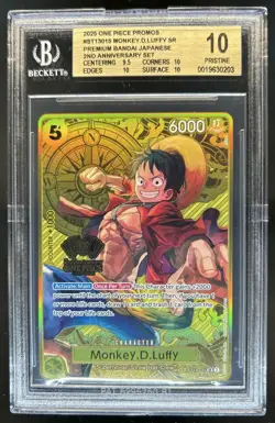 2025 One Piece 2nd Anniversary Promo Monkey D Luffy SR #ST13-015 BGS 10 - Image 1