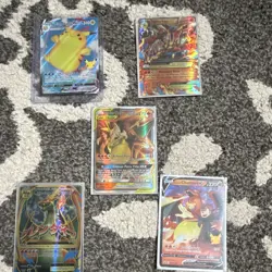 Pokemon TCG 5 Card Lot Pikachu, Charizard, Blaziken GX EX VMAX Holo Foil - Image 1